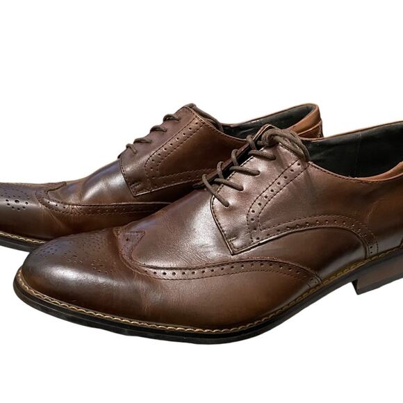 Men’s JOSEPH ABBOUD Walnut Leather Wingtip Lace Up Brogue Shoes VGUC - Picture 1 of 11